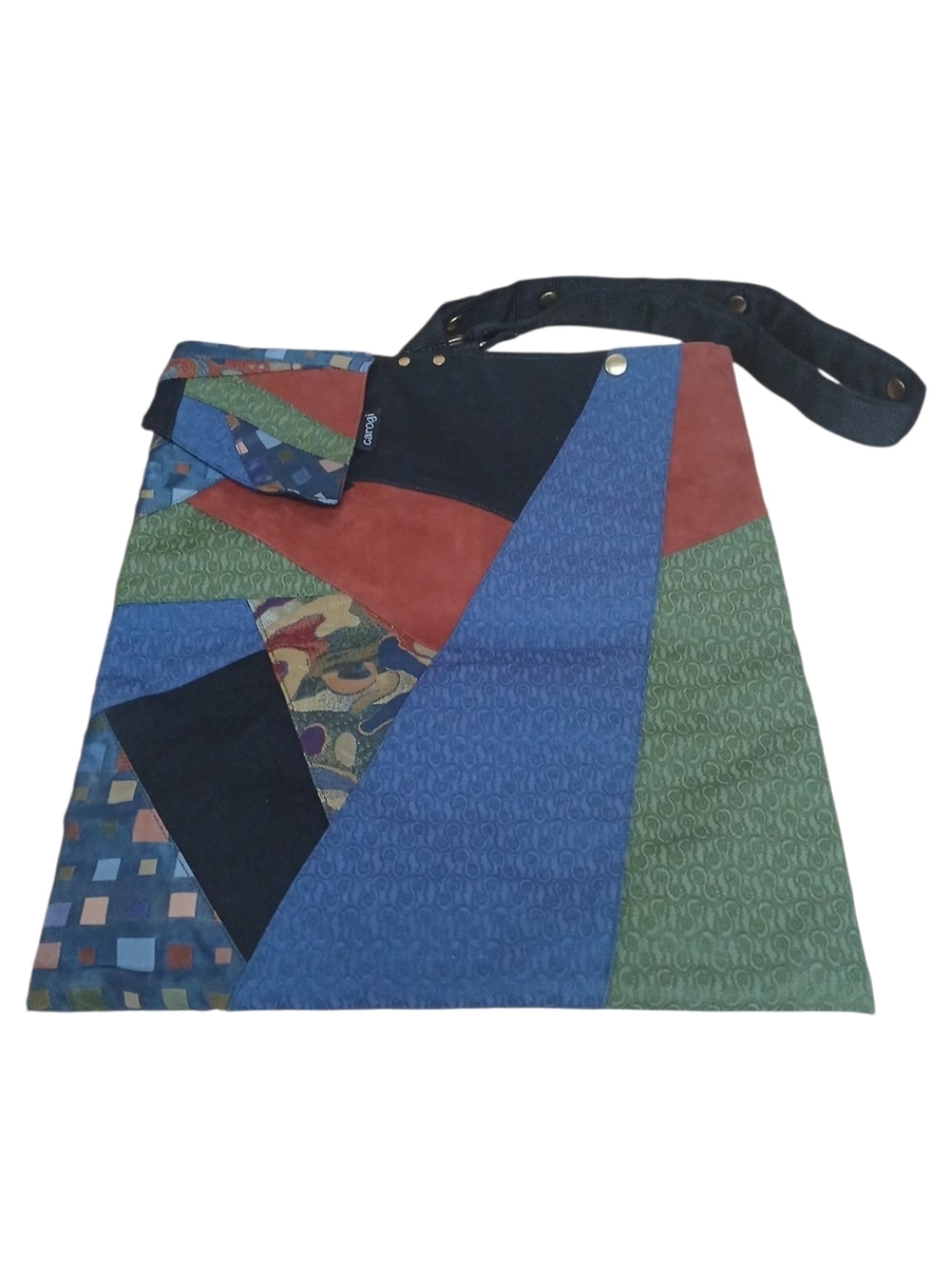 Carogi Carson Rogers Adjustable Convertible Patchwork Bag in Blue, Green & Red